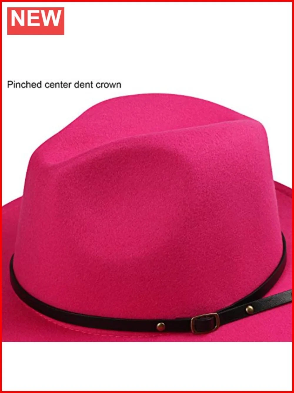 Women's Classic Felt Fedora Wide Brim Floppy Hat with Belt Buckle Panama